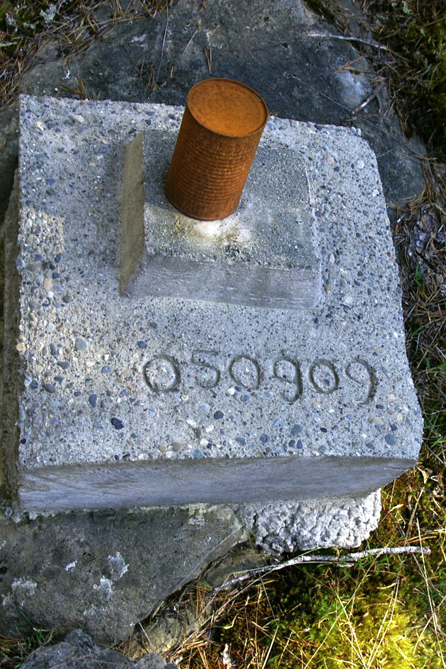 David's cornerstone footing (with date) at Point Flash site.