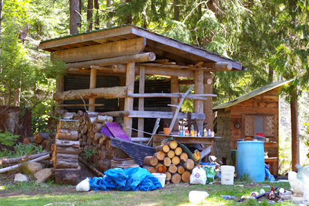 Camp Swampy woodshed (outhouse in back).