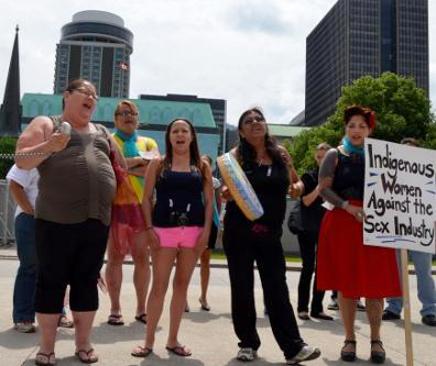 Bridget Perrier, left, led a group of indigenous women who want sex work abolished. PHOTO: Bradley Turcotte