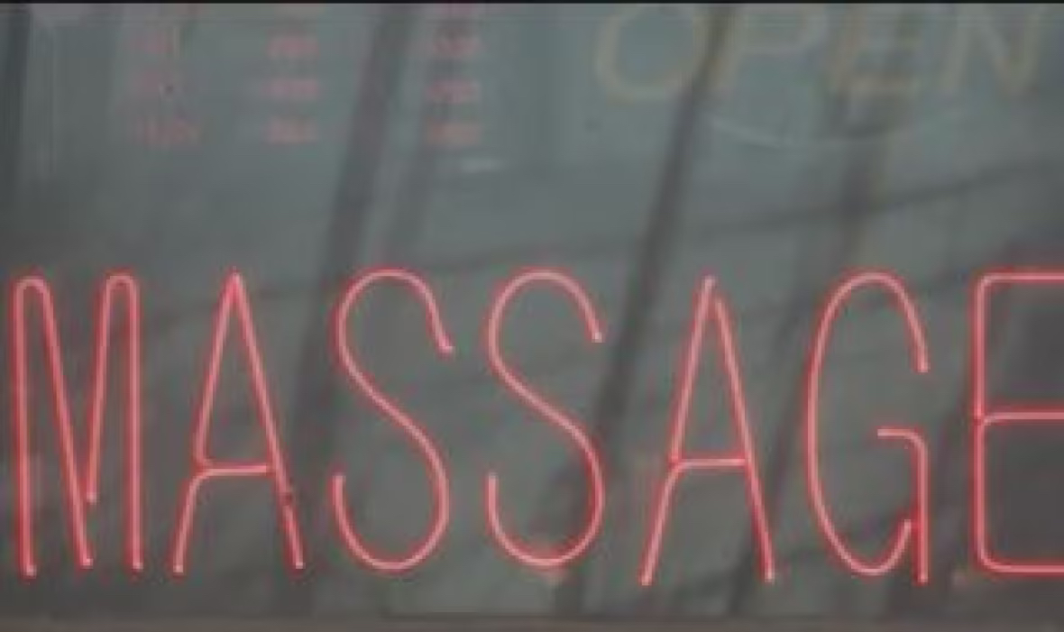 An increasingly common sight in Regina: neon signs advertising massage parlours. PHOTO: CBC