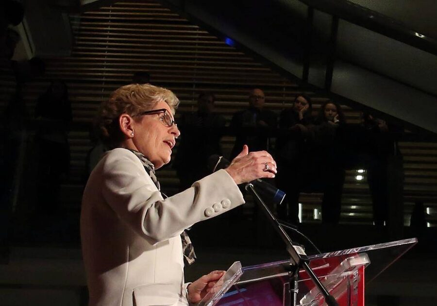 Ontario Premier Kathleen Wynne delivers a speech at a symposium on women in politics at the University of Ottawa on March 5, 2015. PHOTO: Fred Chartrand, The Canadian Press