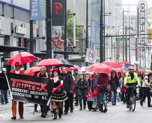 Protesters rally to demand sex worker rights in Vancouver, BC, Canada. PHOTO: Steve Bosch, PNG