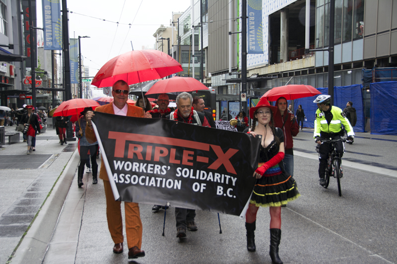 Triple-X leads the Red Umbrella March in Vancouver, 2014. PHOTO: Philip Lo