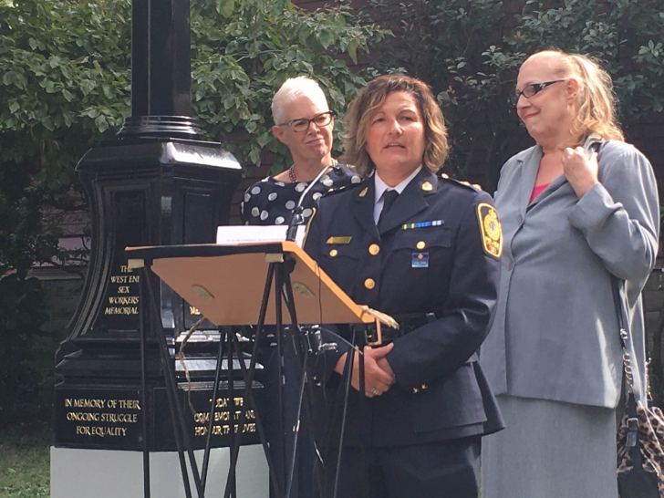 Superintendent Michelle Davey apologizes on behalf of the Vancouver Police Department. Credit: Rosemary Newton/Daily Xtra