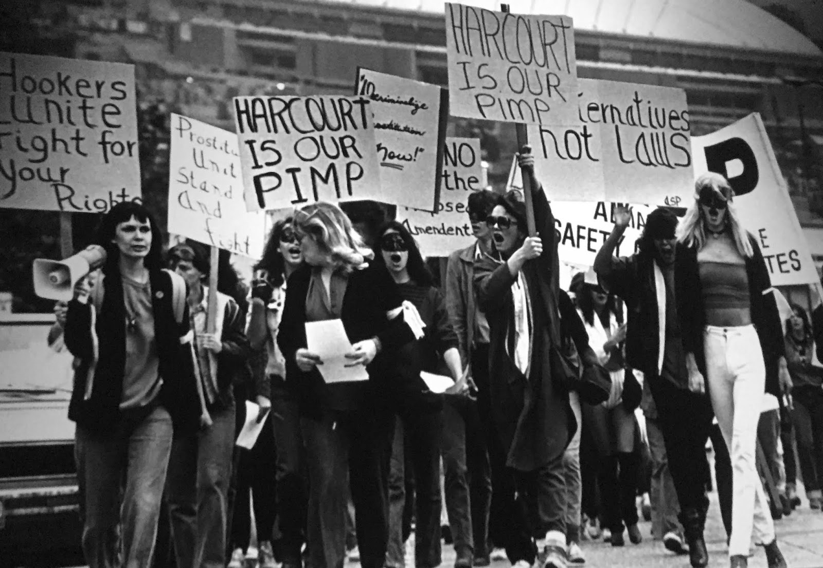 First Protest, Alliance for the Safety of Prostitutes, April 20, 1983. Photo: Macneill, Vancouver Sun