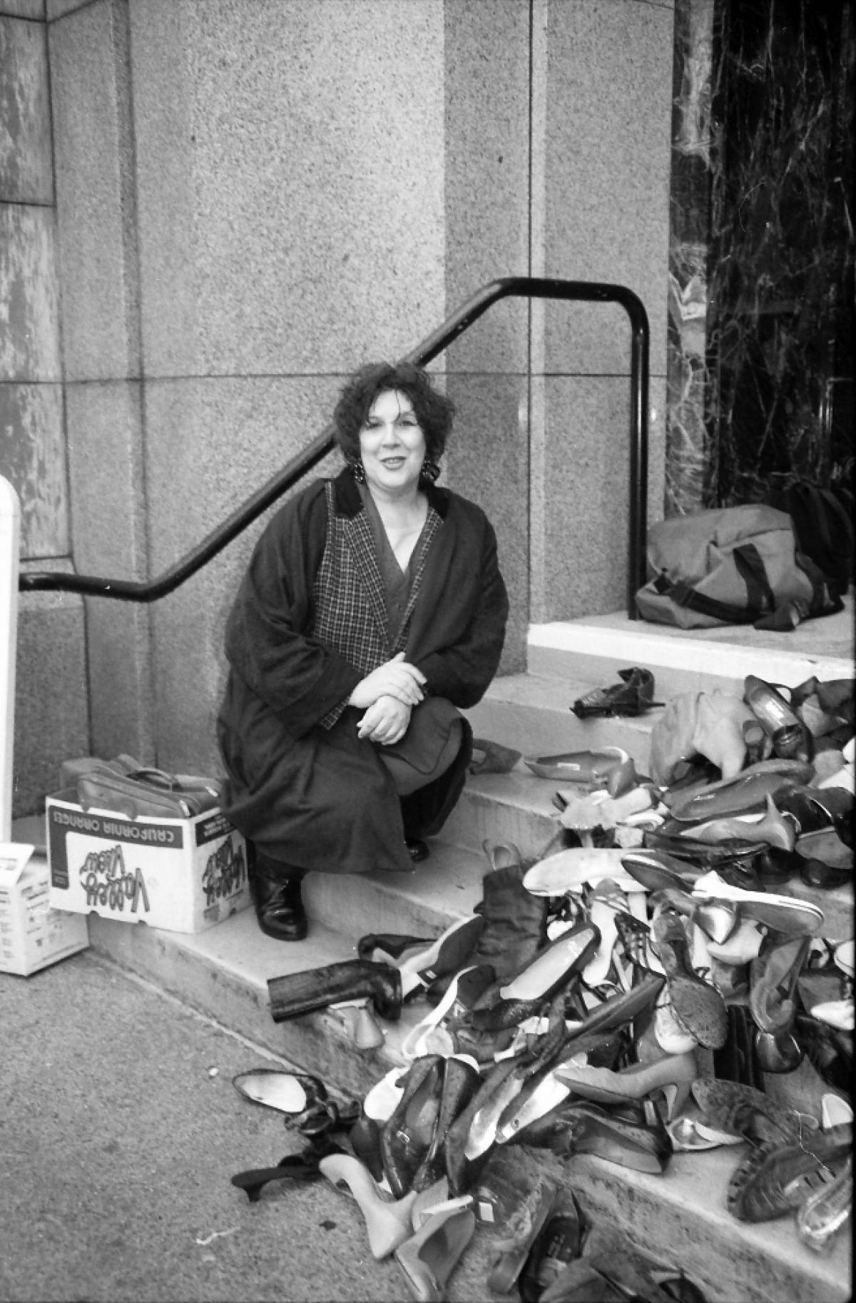 Jamie Lee Hamilton ensured politicians were reminded about missing women by dumping shoes on the steps of Vancouver City Hall.