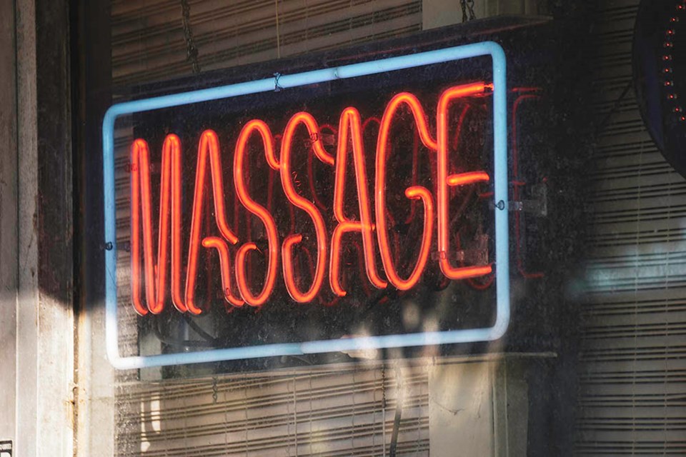 Massage parlour signage. PHOTO: smodj/iStock/Getty Images Plus