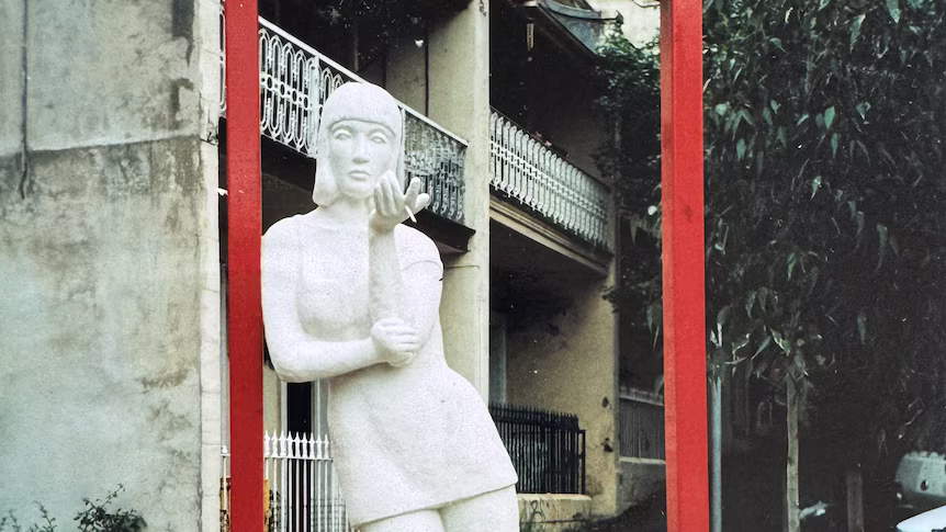 Joy in the 1990s. / And the new statue in 2025. Photo supplied: Loui May