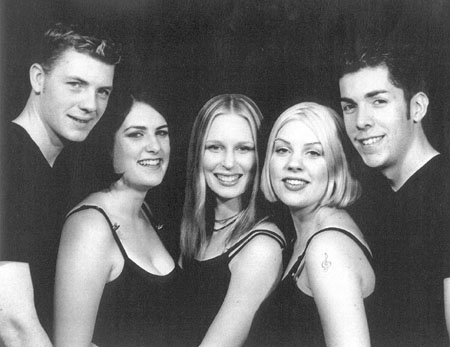 The Incredibly-Talented Troup, 'Five Four O.' Left to right: Peter, Anna, Nadine, Andi and Alex. September, 1999.