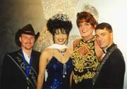 Mr. & Ms Gay Vancouver XIX Pageant. Left to right: Rob, Organza, Judy Jive and Ricky. September, 1998.