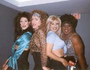 Photo Opp Between SissyBoy and Carlotta's and Mandy's Show. Left to right: Seymour Illusion, Helena Handbag, Organza & Willy Taylor. August, 1998.